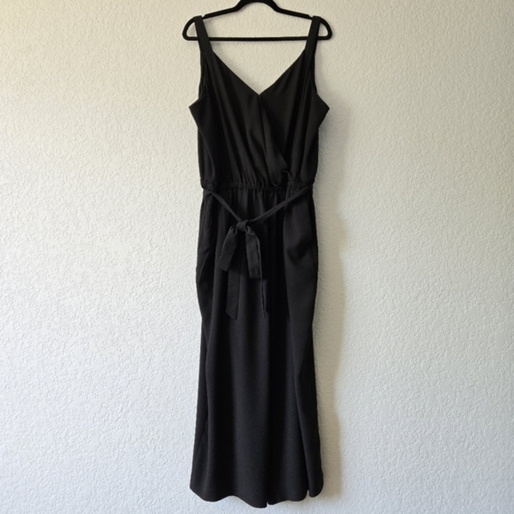 Loft Plus Black Wrap V-Neck Sleeveless Wide Leg Culotte Jumpsuit Size 18